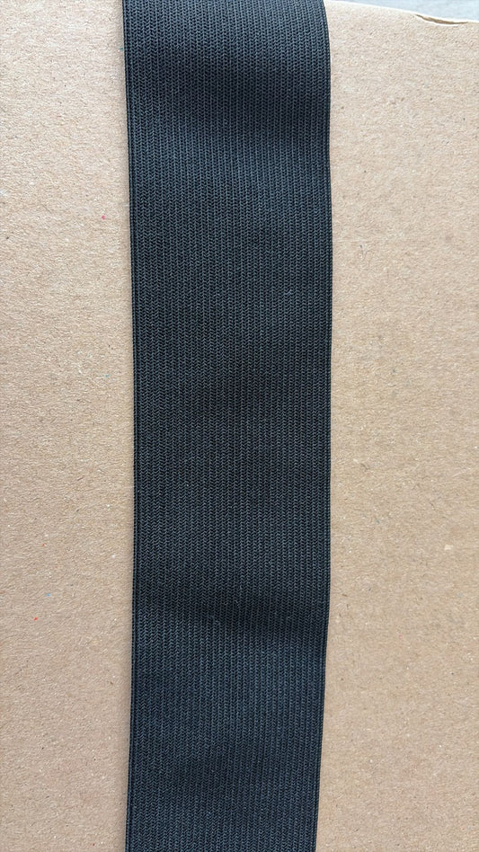 Black knitted elastic trim for garment and upholstery use