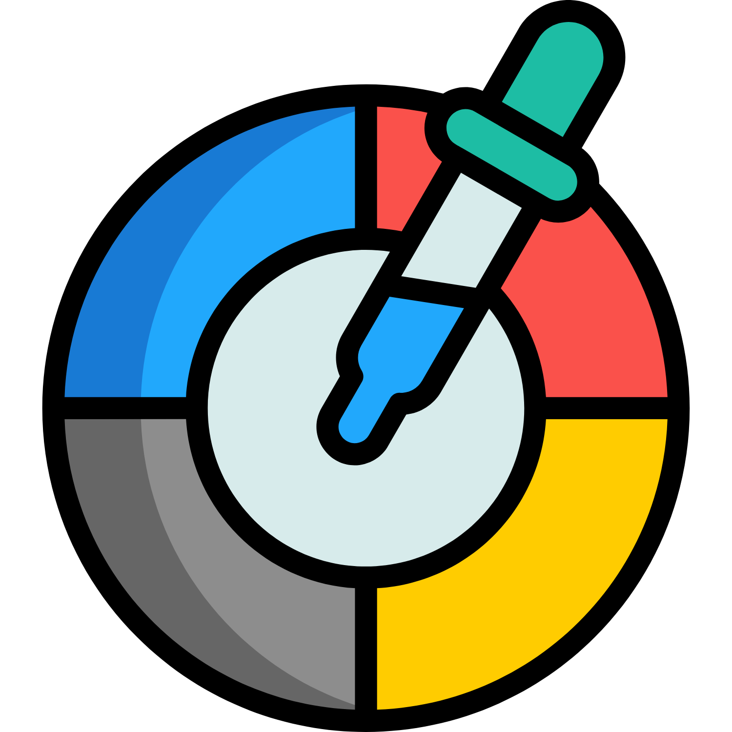 Color wheel with dropper tool for design and garment trim selection